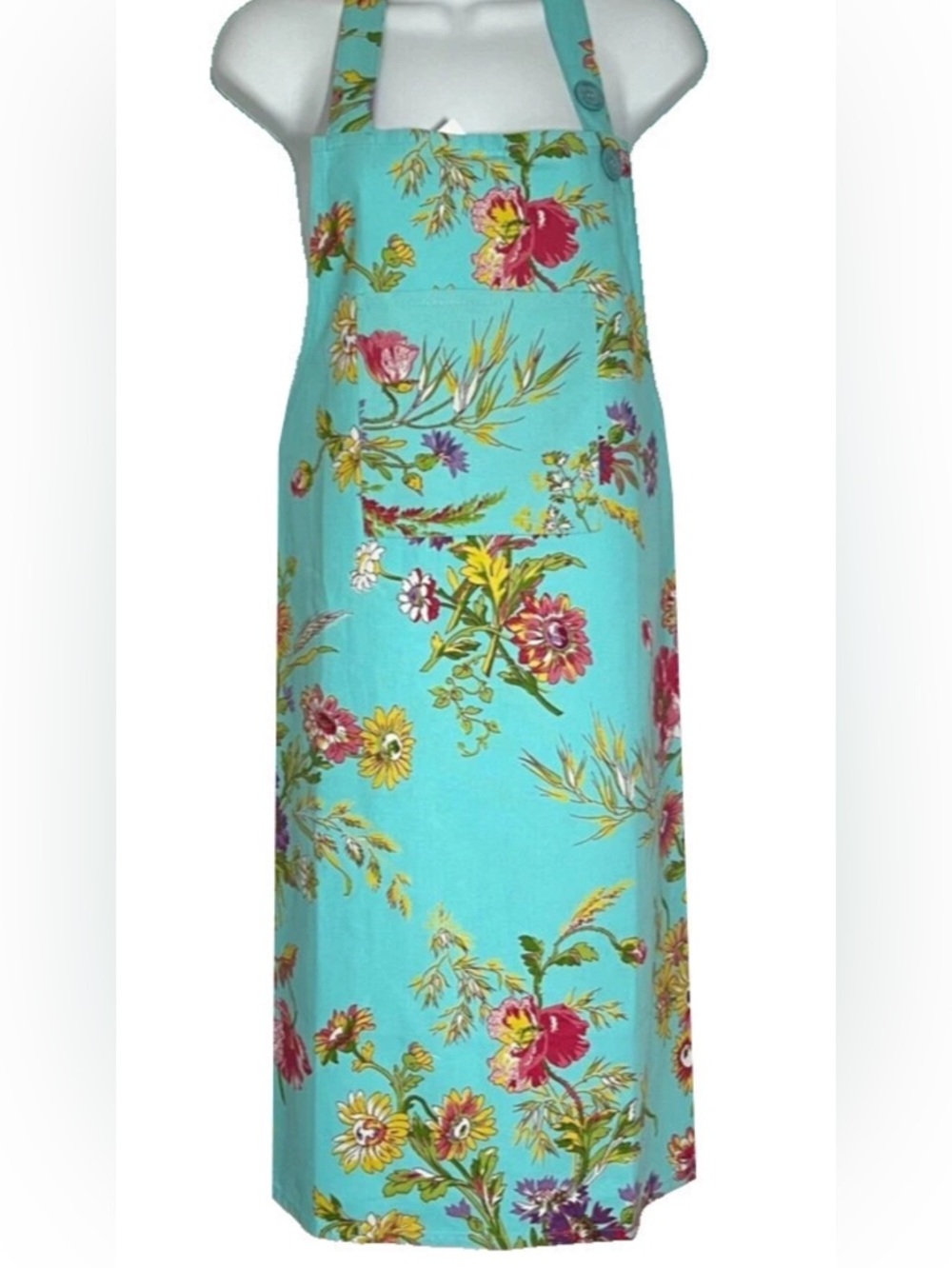April Cornell Kitchen Apron Turquoise Wildflowers Floral Lavender French Country